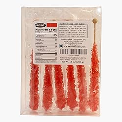 Extra Large Rock Candy Sticks: 6 Red Rock Candy