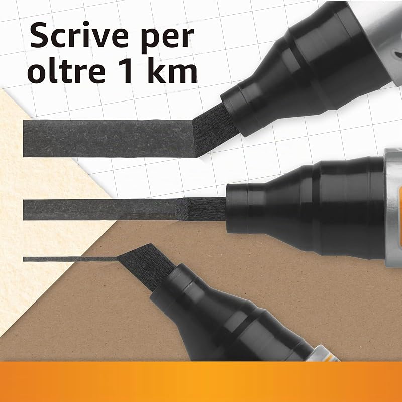 Marking 2300, Pennarello Permanente, Nero, con 51% di Materiali Riciclati, Punta Resistente 3.7-5.5 mm, Cancelleria Casa e Ufficio, 12 Unità