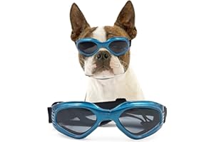 NAMSAN Dog Sunglasses Medium Breed UV Protection Dog Goggles for Small to Medium Dogs Windproof Anti-Fog Snowproof Puppy Glasses, Easy Wear/Adjustable (Blue)