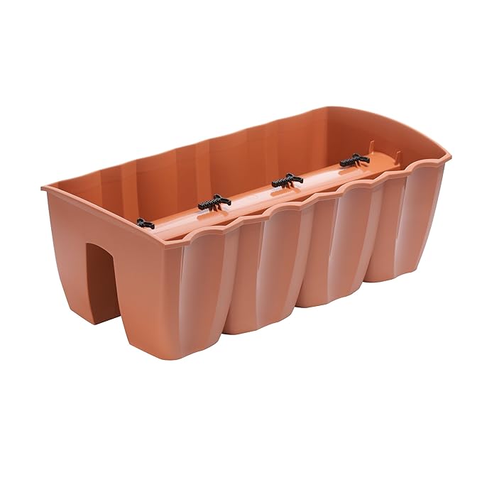 Blumenkasten Balkonkasten Geländerkasten Blumentopf Balkontopf 3 Farben 58cm von rg-vertrieb (Terrakotta)