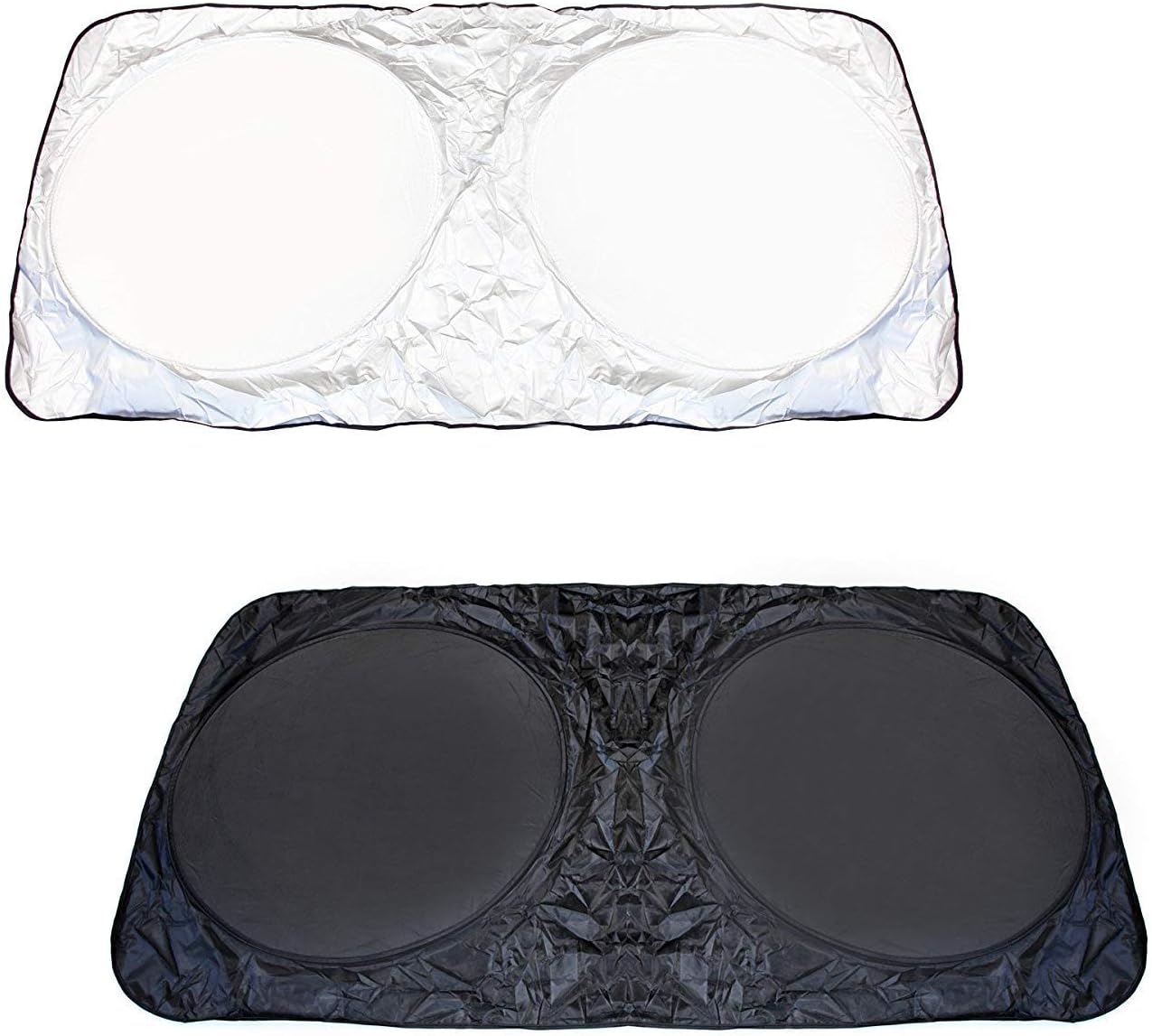 iJDMTOY 2-Set Medium 60 x 27.5 Car Windshield Sunshade, Foldable, Block UV Ray Deflector Sun Shade Protection