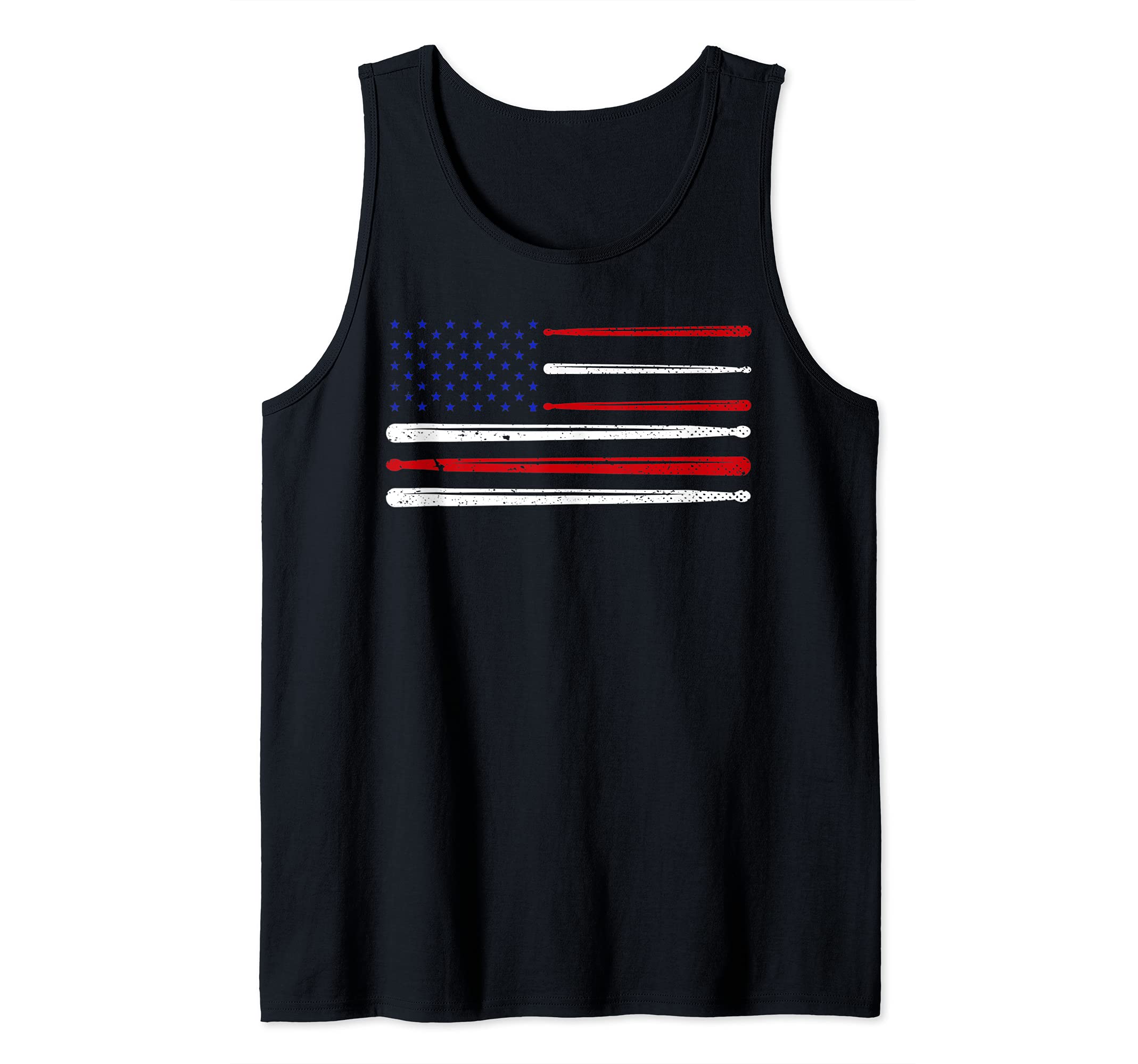 American Pride Drummer Musician Drumsticks USA Flag Drums Tank Top