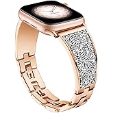 Missair Bling Band Compatible with Apple Watch Band 38mm 40mm 41mm 42mm Series 11 10 9 8 7 6 5 4 3 2 1 SE, Women Jewelry Diamond Metal Strap Rhinestone Crystal Bracelet for iWatch
