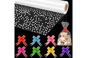 Takytao Cellophane Wrap Roll 34''x120ft, Clear Wrapping Paper to Wrap Gift Baskets, 3 Mil Thick Transparente Cellophane Plastic Wrap for Gifts, Baskets, Flowers, Food