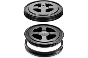 Quzzil 2 Pieces Seal Lids Bucket Seal Lid 5 Gallon Screw Top Lids for Plastic Bucket Compatible with Gamma (Black)
