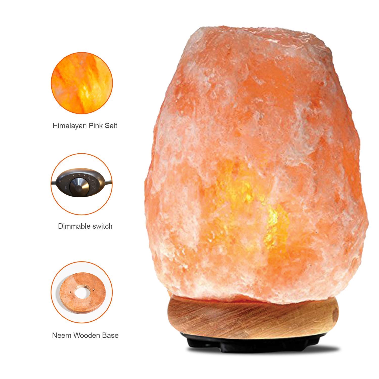 Himalayan Glow 1001, ETL Certified Himalayan Pink Salt, Home Décor Table Lamps | 5-8 lbs by WBM, (6-8 Lbs)