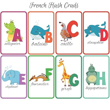 Paper Plane Design Educational Cards for Kids, ABC Alphabet Flash Cards Animal Theme Laminated, Waterproof, Multicolor, Size 3.5 X 5.5 Inch Pattern154