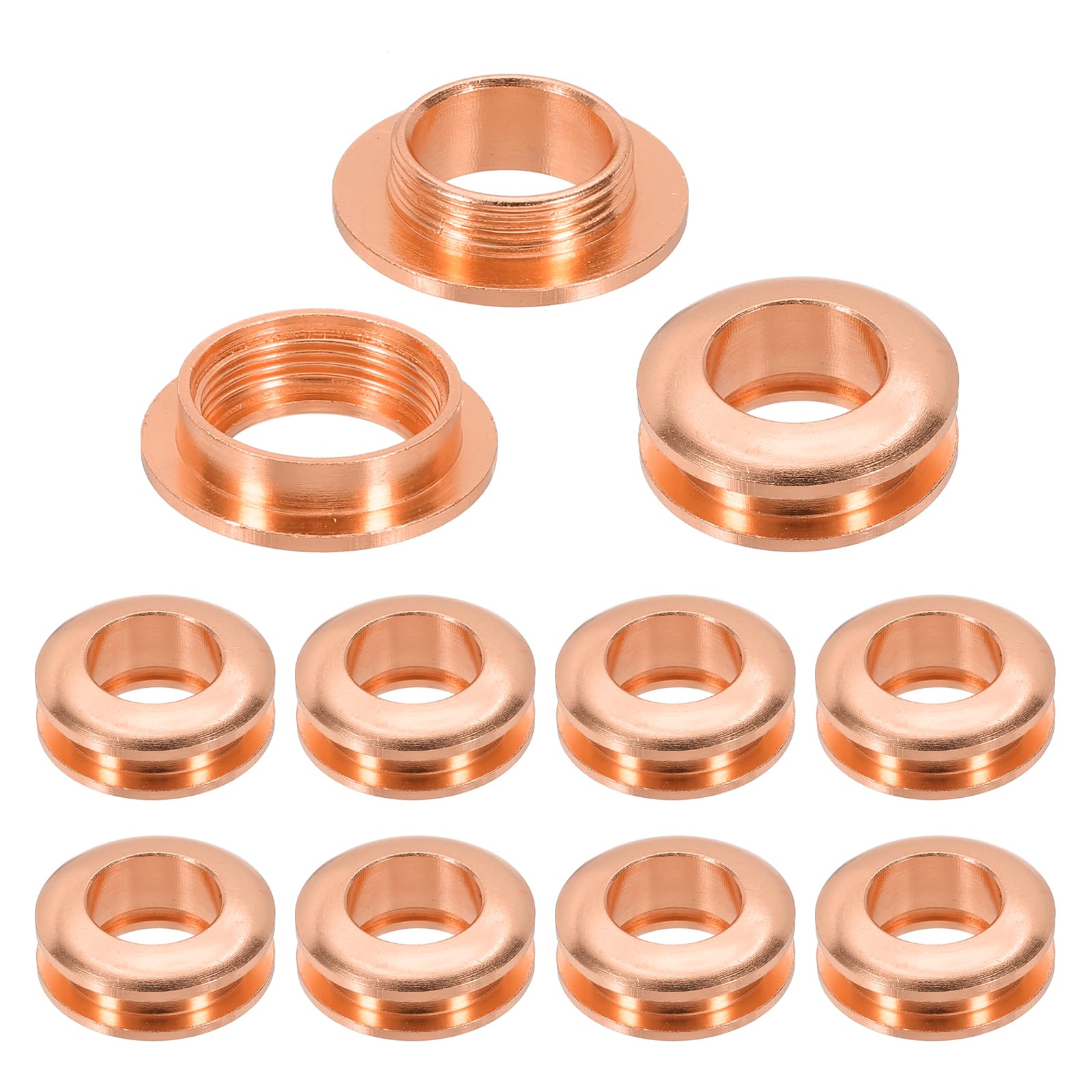 PATIKIL 10mm(2/5 inch) Solid Brass Hole Eyelets, 10 Pcs Arc Surface Self Backing Grommets with Washer for Shoes Clothes Crafts Bag Leather Craft, Rose Gold — image 1