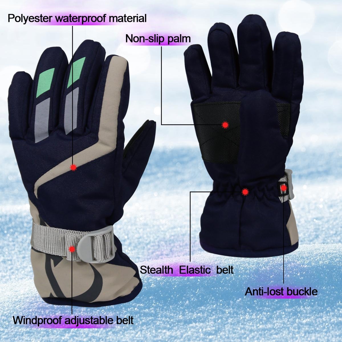 YR.Lover Children Ski Gloves Winter Warm Outdoor Riding Thickening Gloves(2-4Y): Clothing