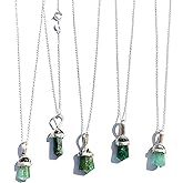 Joyfulmuze Raw Gemstone Pendant Necklaces for Women and Men – Black Tourmaline Rhodonite Peridot Ruby Emerald Crystal – Natural Stone Handmade Protection Jewelry 925 Sterling Silver Chain 18 Inch Gift