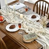 Artoid Mode Boho Beige Gauze Table Runner 300 cm 6 Pack Cheesecloth view 4