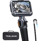 Teslong Two-Way Articulating Borescope, 5.5mm Slim Probe, 5.0'' Industrial Endoscope with Light, 5FT Flexible Snake Scope for Automotive, HVAC & Mechanics