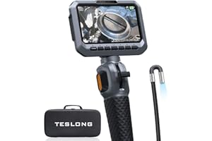 Teslong Two-Way Articulating Borescope, 5.5mm Slim Probe, 5.0'' Industrial Endoscope with Light, 5FT Flexible Snake Scope for Automotive, HVAC & Mechanics