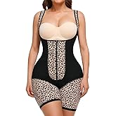 Voxshe Women's Fajas Colombianas Moldeadoras Postpartum Tummy Control Body Shaper Leopard Printed Shapewear SW11, Black