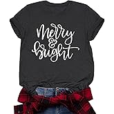 Merry Christmas Shirt Christmas Womens Shirts Xmas Vacation Short Sleeve Tops