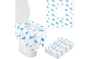 THENSHOP 50 Pcs Toilet Seat Covers Disposable for Kids Toddler Extra Large Potty Training Liners for Kids Individually Wrapped Portable for Travel Toilet Seat Covers in Public Restrooms (Whale)