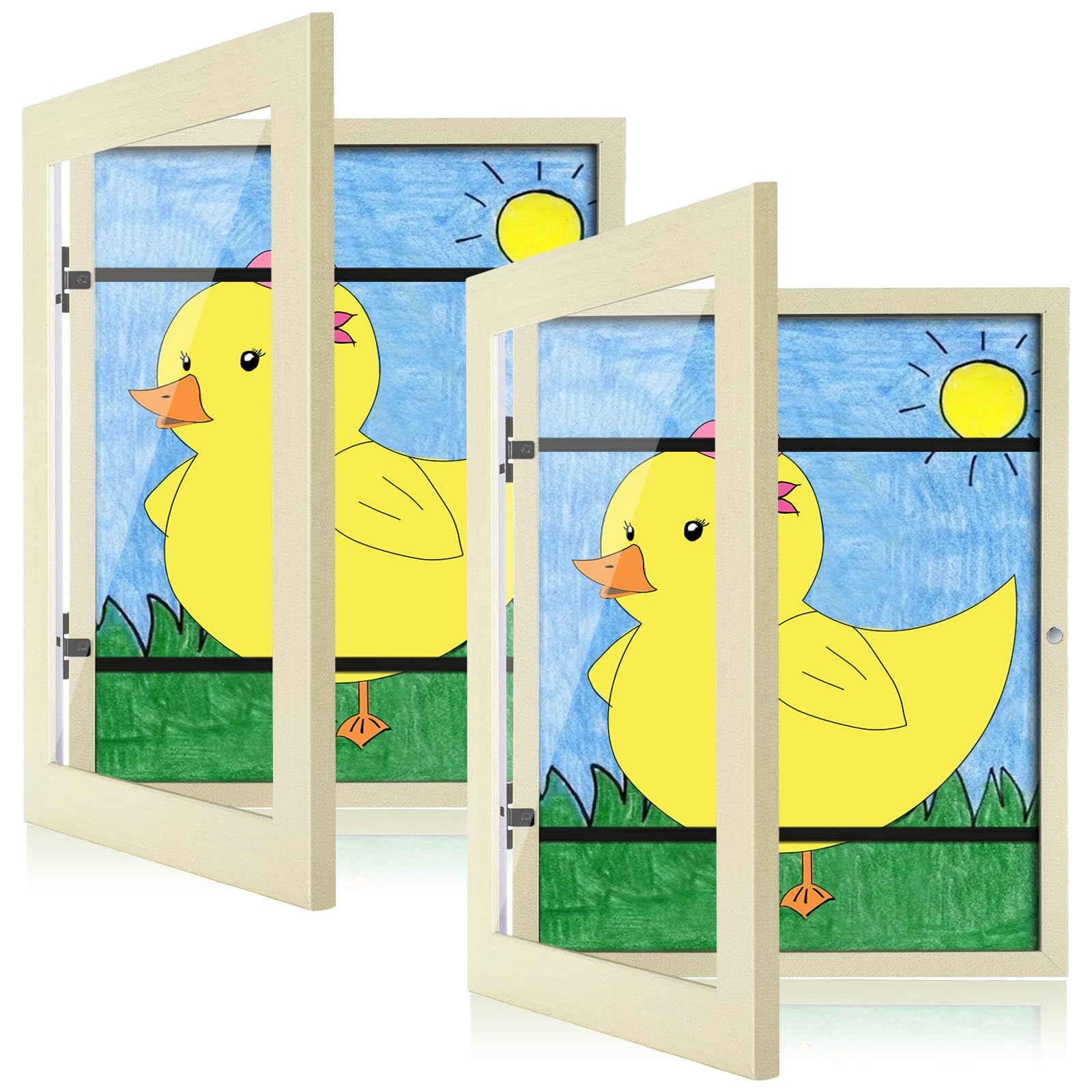 Photo 1 of [2-Pack] Kids Art Frames, 8.5x11 Front Opening Kids Artwork Frames Changeable, Ivory Artwork Display Storage Frame for Wall, Holds 50 Pcs, for 3D Picture, Crafts, Children Drawing, Hanging Art,