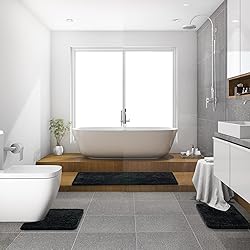 MIULEE Black Bathroom Runner Rug 24x60 Inches, Long