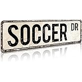 SOYAVE Tin Signs Home Decoration Soccer Sign Fan Soccer Player Soccer Gift Soccer Decor Soccer Athlete Football Street Sign Art Wall Decor Metal Sign 4" by 16"