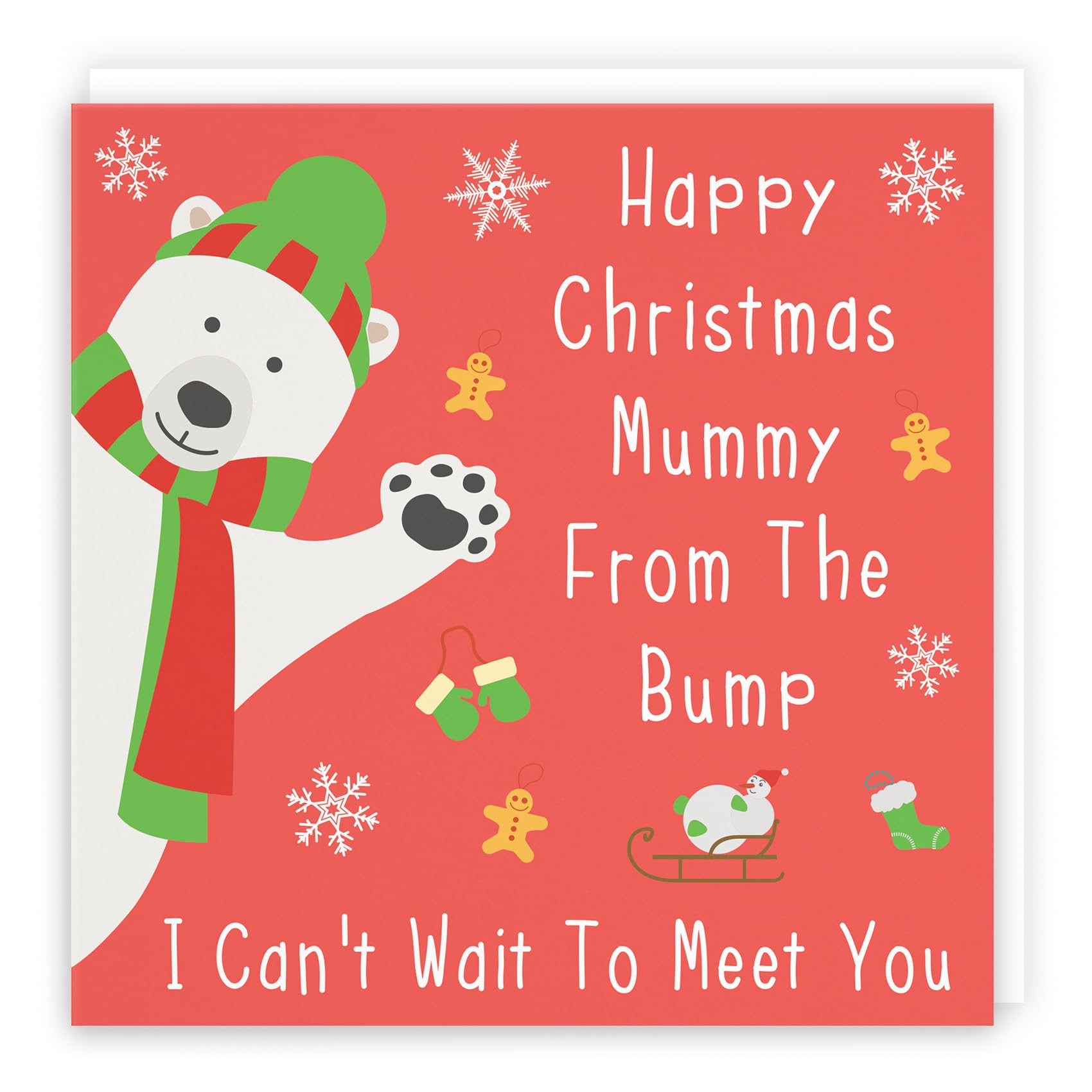 Hunts England - Happy Christmas Mummy From The Bump Card - I Cant Wait To Meet You - For A Mum, Mummy To Be - Xmas Card - Iconic Collection - Fun Card