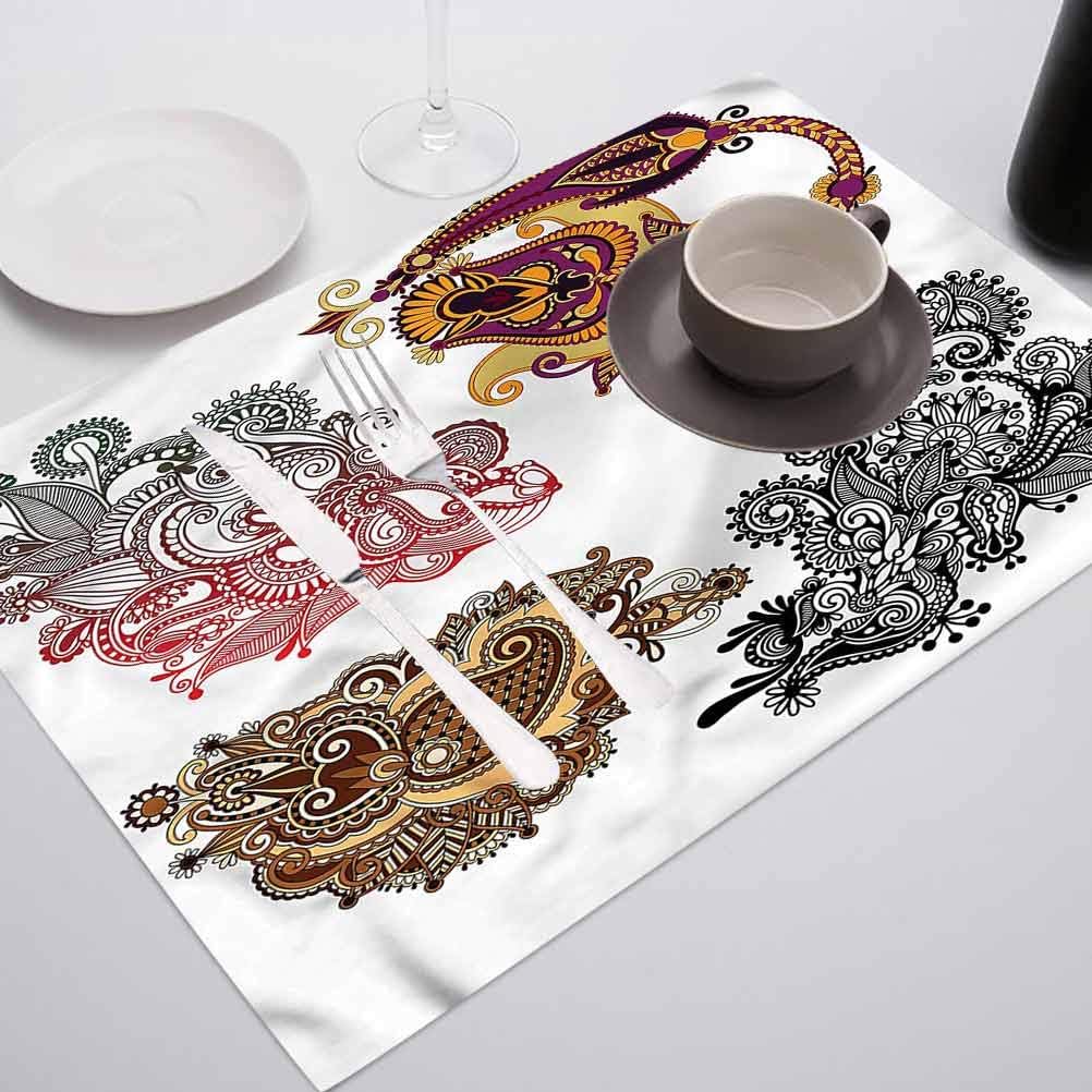 FloraGrantnan Placemats Washable Dining Table Place Mats, Henna