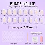 BTArtbox Press On Nails Short Almond French Tip 32 pcs 16 sizes view 5