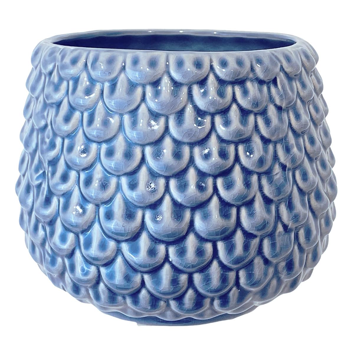 Nordring Ceramic Flower Pot Pino - colorful Planter, Pot for plants, sukkulents Size M (13,5 cm ø) Dia 5,25'' H 4,5'', Stoneware, blue