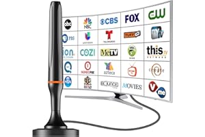 DGUPSP Digital TV Antenna for Smart Tv Indoor, 360 Reception Digital HDTV Antenna for Local Channels, Supports 1080P and 4K, Strong Magnetic Base（Orange-Light）