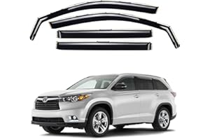 GrandWheel Co Smoke Tinted in-Channel Side Window Vent Visor Deflectors Rain Guards Compatible with Toyota Highlander 2014-2019 - 4pcs. GW0239