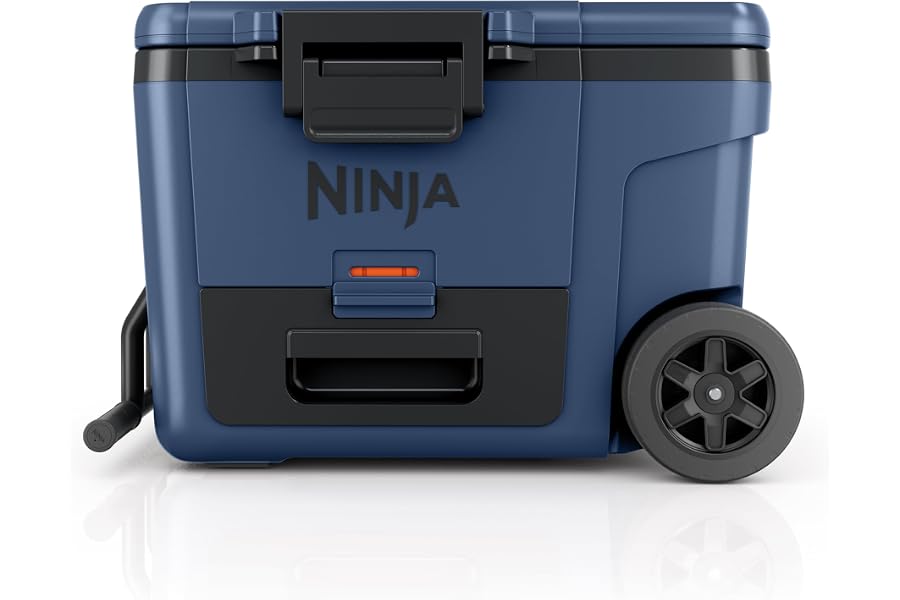 Ninja | Cooler | FrostVault 45QT Cooler with Wheels | Insulated with Temp Dry Storage Drawer | Keeps Ice Cold for Days | for the Beach, Camping, Picnics & More | Lakeshore Blue | FB245BL