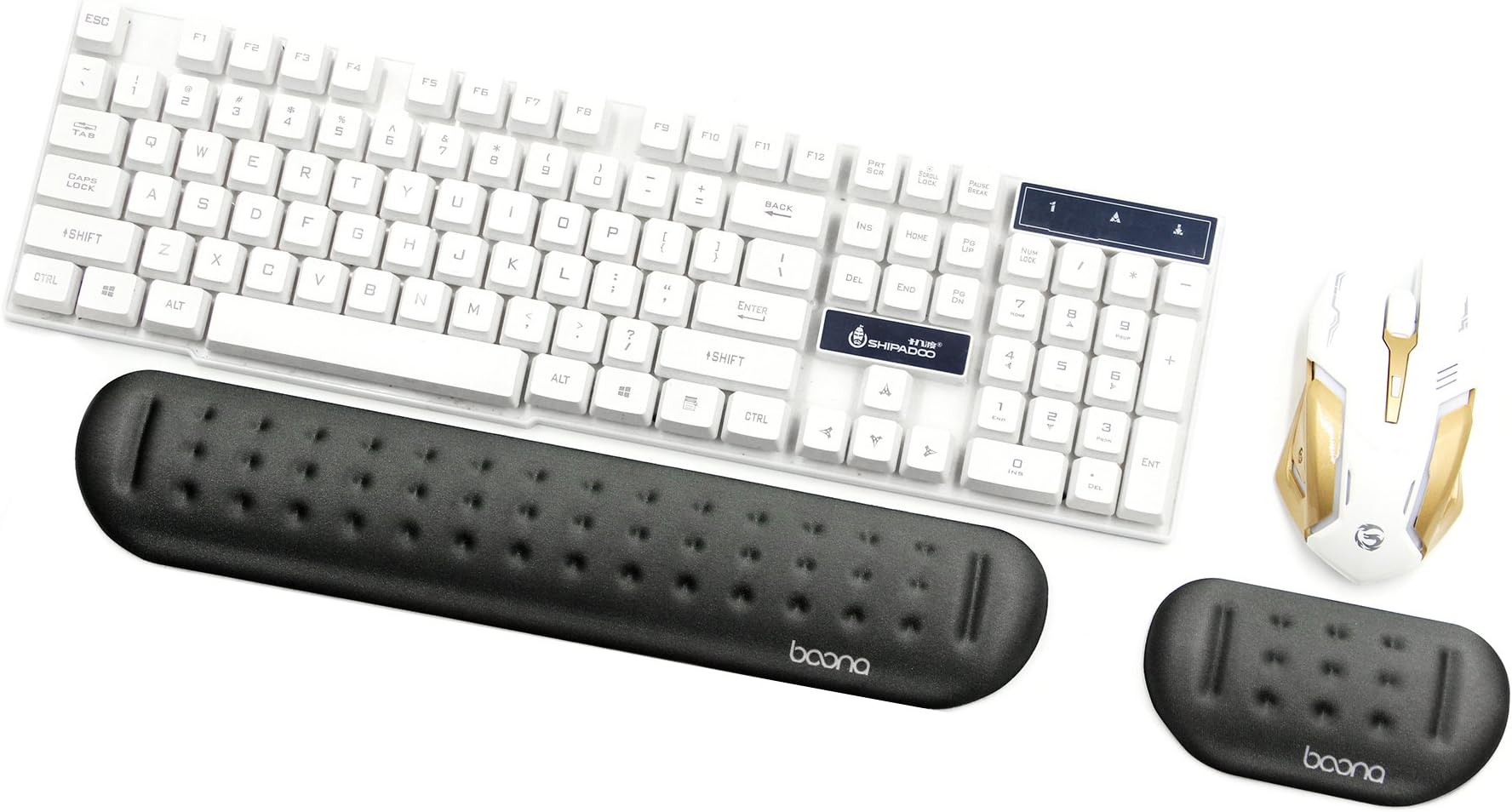 BOONA Medium Gel Mouse Pad Set Keyboard Wrist Rest Support for Laptop Computer Comfortable(M Size,Black)