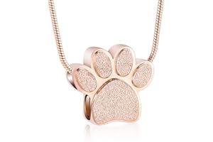 Pet Cremation Jewelry for Ashes Pendant Paw Print Pet Heart Urn Necklace Memorial Keepsake Jewelry for Pet/Dog's/Cat's Ashes