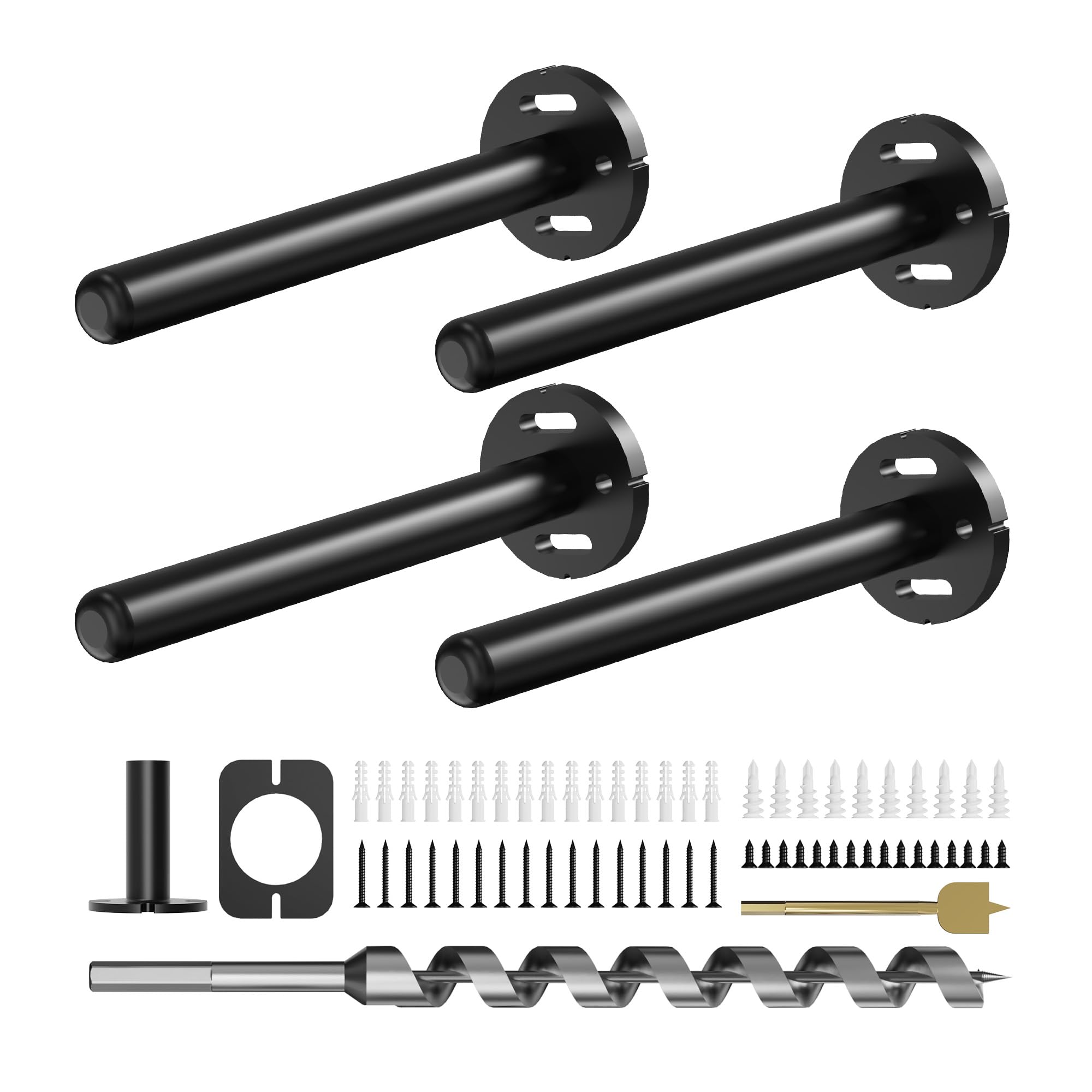 Photo 1 of 4pcs Wall Shelf Brackets Heavy Duty Floating Shelf Bracket Hidden,Invisible Black Shelving Brackets Decorative Floating Shelf Hardware Heavy Duty,Metal Shelf Support Bracket (6 inch-4pcs)