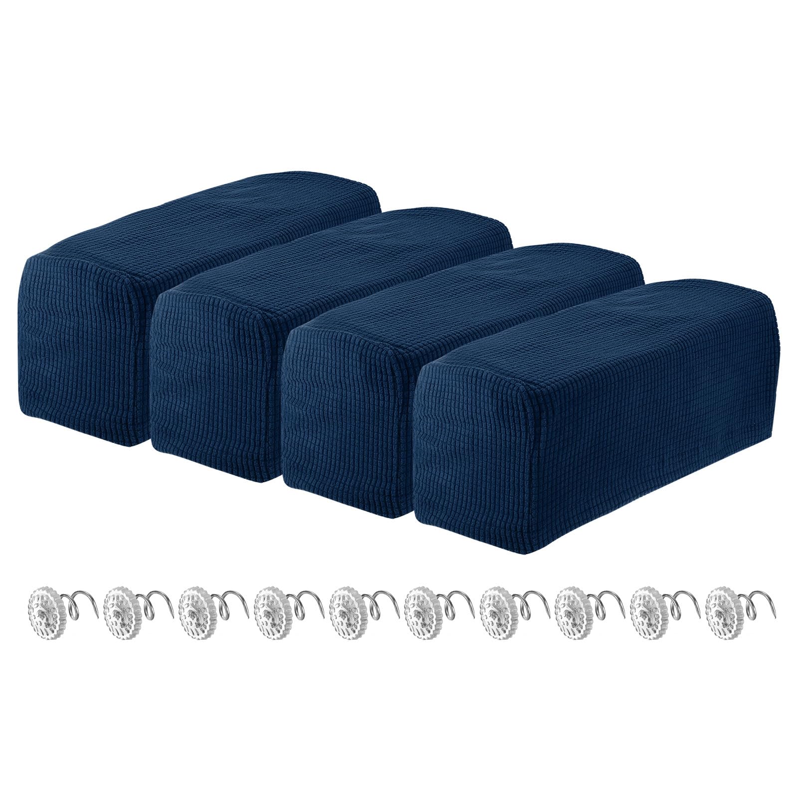 Photo 1 of uxcell 4pcs Stretch Armrest Covers for Chairs/Sofas, Couch Arm Covers with Twist Pin, Furniture Protector Slipcovers for Sofa Chair Recliner Navy Blue