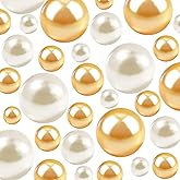HRLbrc 330Pcs Vase Filler, Cream Gold No Hole Faux Craft Pearl Beads for Centerpieces Vases, Party Wedding Birthday Home Makeup Table Candle Decor 8/10/14/18mm