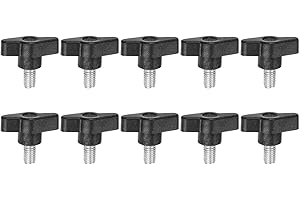 HARFINGTON 10pcs Wing Knobs M8 x 14mm Male Thread Plastic Tee Stud Knobs T Threaded Handles Hand Clamping Tightening Thumb Screws Thumbscrew, Black