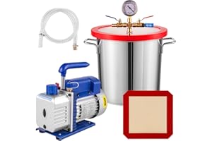 Bestauto 3 Gallon Vacuum Chamber 4 CFM Vacuum Pump Single Stage Pump 3-Gallon Silicone Expoxy Degassing Kit