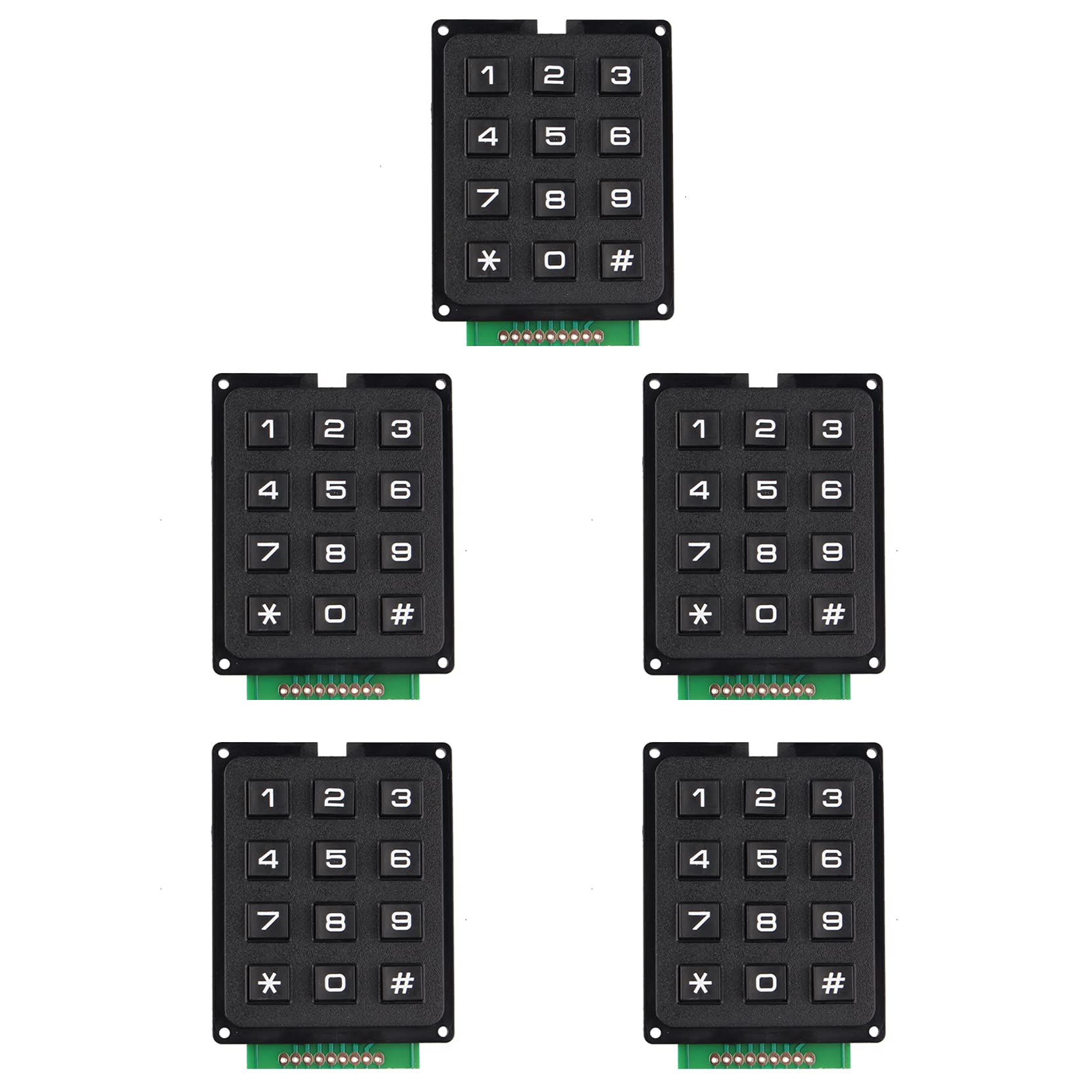 Jopto 5PCS 4x3 Matrix Array 4 x 3 12 Switch Keypad Keyboard Module 12 Key MCU Membrane Switch Keypad Compatible with Arduino