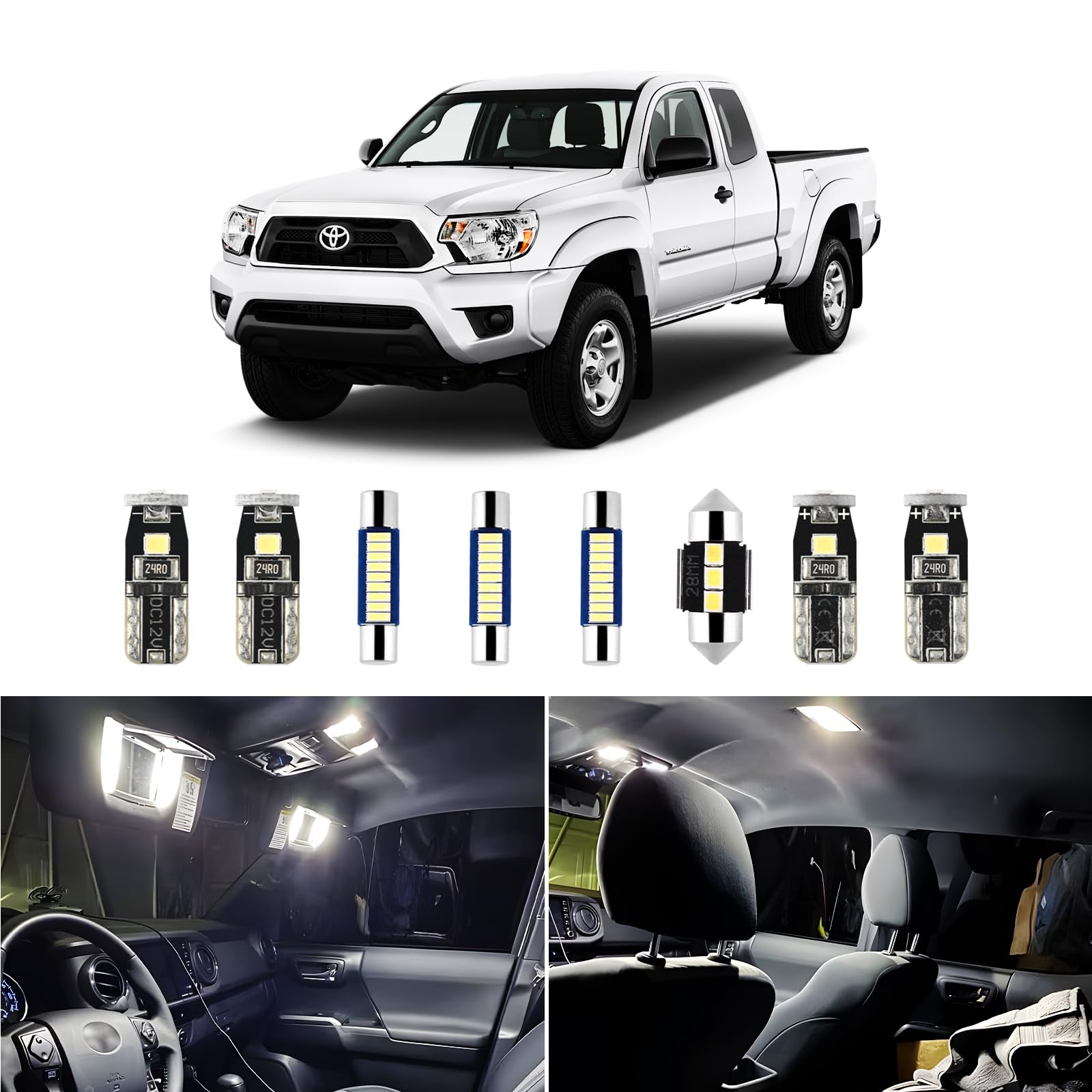Photo 1 of EASY EAGLE Super Bright 6000K White LED Interior Lights Bulbs - for Toyota Tacoma 2016 2017 2018 2019 2020 2021 2022 Accessories - Kit Package Include 9 LED Lights+ Install Tool