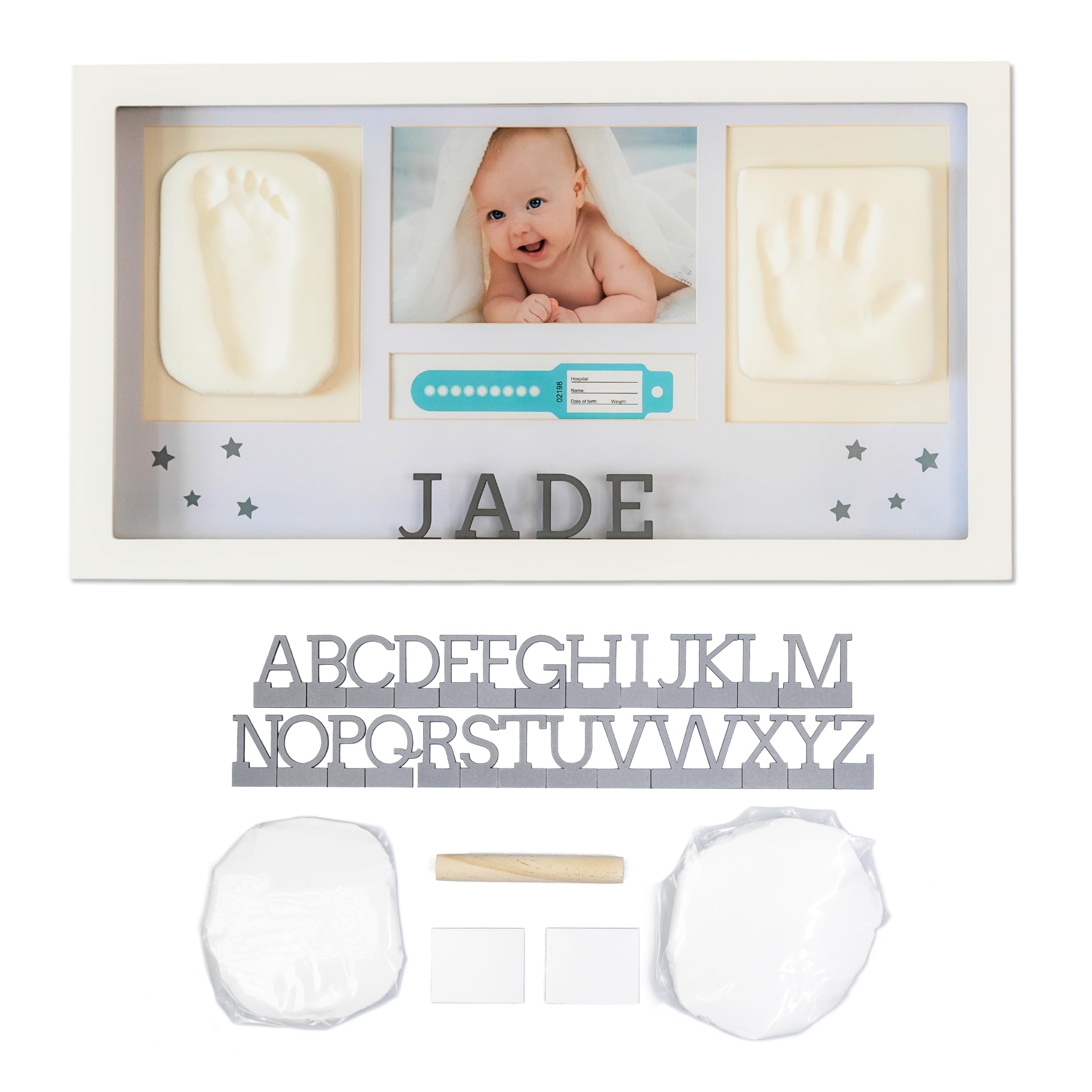 Tendre Nuage Baby Footprint Kit by Clay Moulding + Photo Frame - Personalised Gift for Newborn Baby to Please Mom and Future Parents | Ideal Baby Shower Boy and Girl