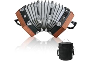 TIANCHUNYUE Concertinas，20 Buttons Accordion For Adults Professional Accordion for Beginners, Adjustable Hand Strap, Musical Instrument Accessories With Carrying Bag, Harmonica,Wipe Cloth (wood)