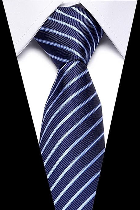Amazon Co Jp ネクタイ 男性の正式な結婚式のパーティーのための男性の濃い青の縞模様の高級ネクタイの絹の繁殖 ファッション Color L77 ホーム キッチン