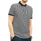 Men's Polo Shirts for Men Short Sleeve Striped Pique Cotton Polo Shirt Business Casual Layering Top