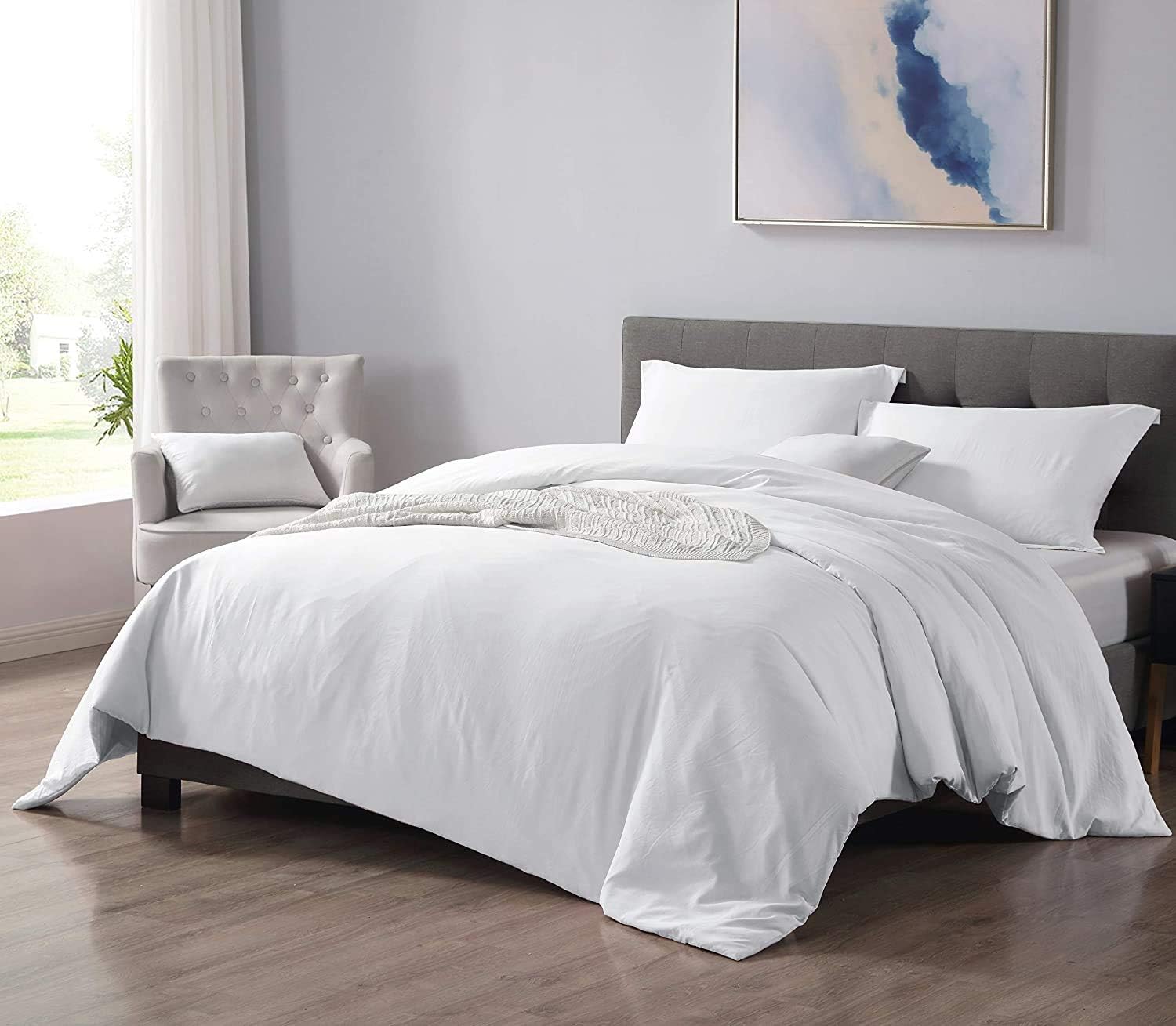 RUIKASI Bedding Double Bed Sets, 4 Piece Bedding Set Double Bed, Deep Pocket Fitted Sheet and Duvet Cover with Pillow cases