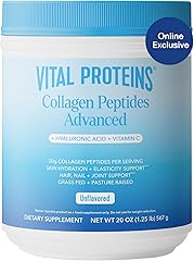 Vital Proteins Collagen Peptides Powder with Hyaluronic Acid and Vitamin C, Unflavored, 20 oz