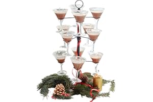 TRUSTIC Cocktail Tree Stand, Metal Drink Tower, 3 Tier - 12 Holders For Champagne, Martini, Margarita Cups (Black)