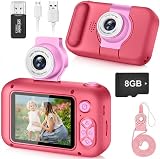 ARNSSIEN Kids Camera 2.4 Inch IPS 180° Flip Lens 1080P 8GB TF Card Puzzles