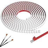 JSIWOTH 10ft Decorative Bead Pearl Wall Molding Trim, Flexible PVC Peel and Stick Trim for DIY Home Décor, Bathroom Mirror Frames, Cabinet Edges, Door & Window Borders (White, W:0.39" ×T:0.22")