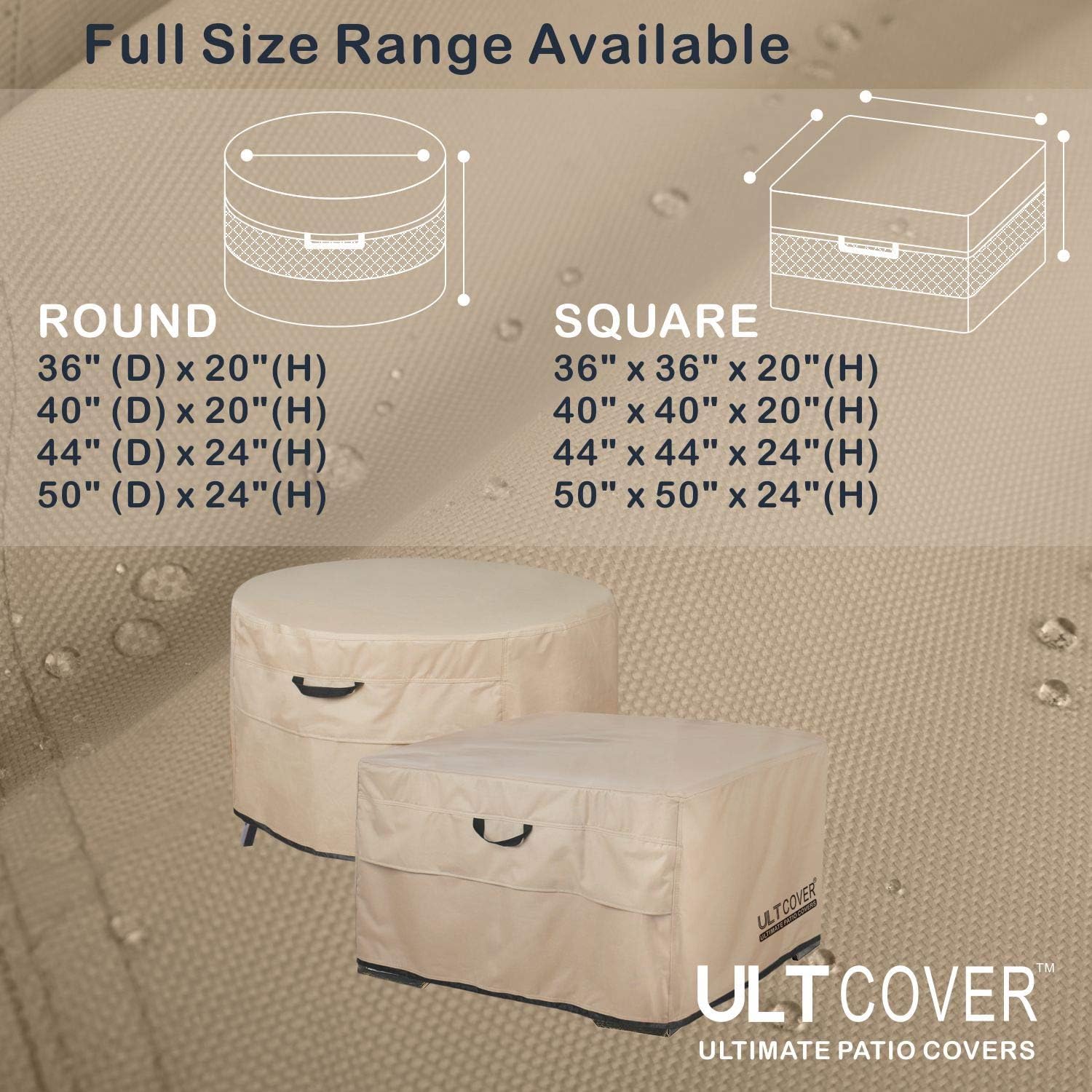 Ultcover Patio Fire Pit Table Cover Round 40 Inch Outdoor Waterproof Fire Bowl Cover