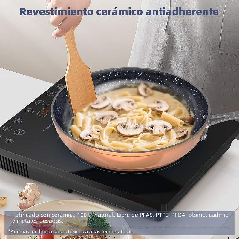 Ollas 12 Piezas G10 Cerámica de Duralon en Cobre, libre de PFAS — foto 4 de 8